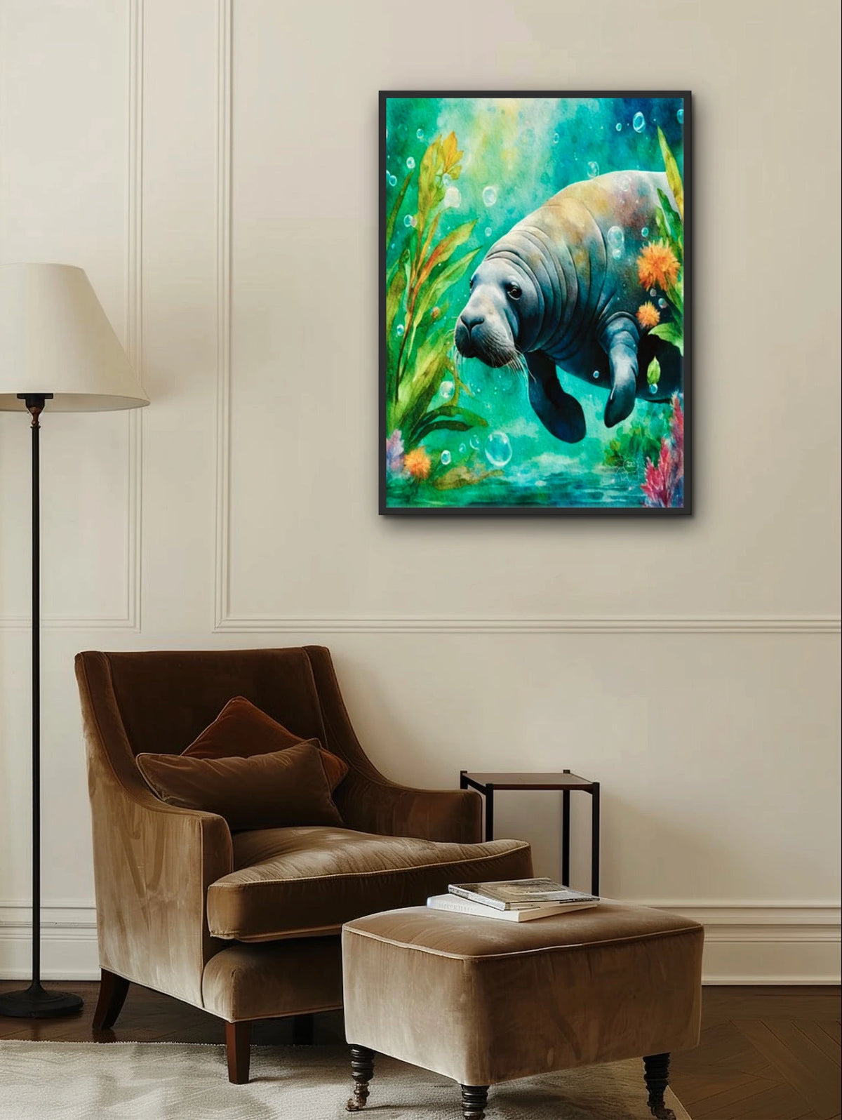 Luna's Serenade - extra large 36 x 48 framed art print shown hanging on a wall