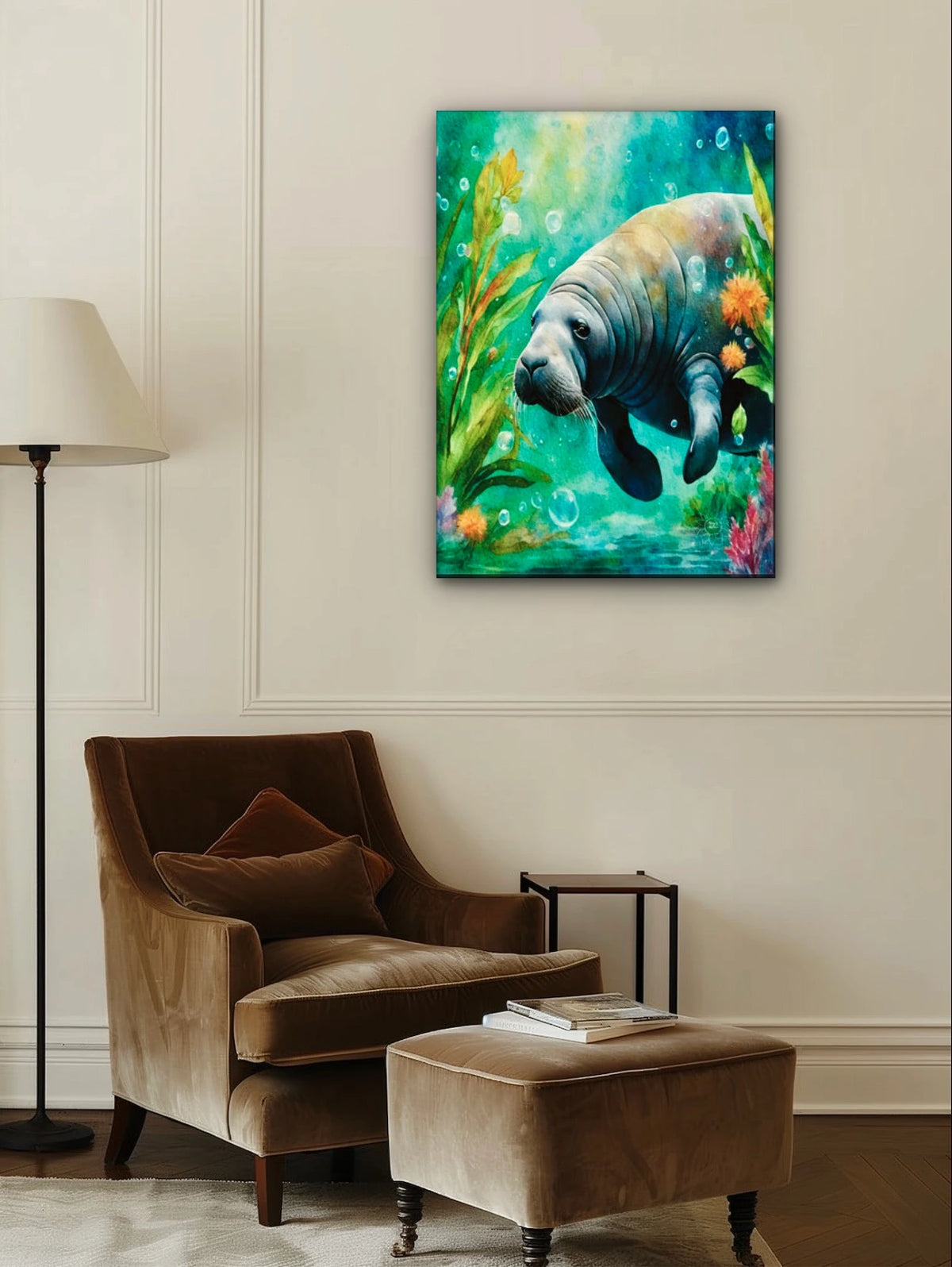 Luna's Serenade - extra large 36 x 48 unframed art print shown hanging on a wall