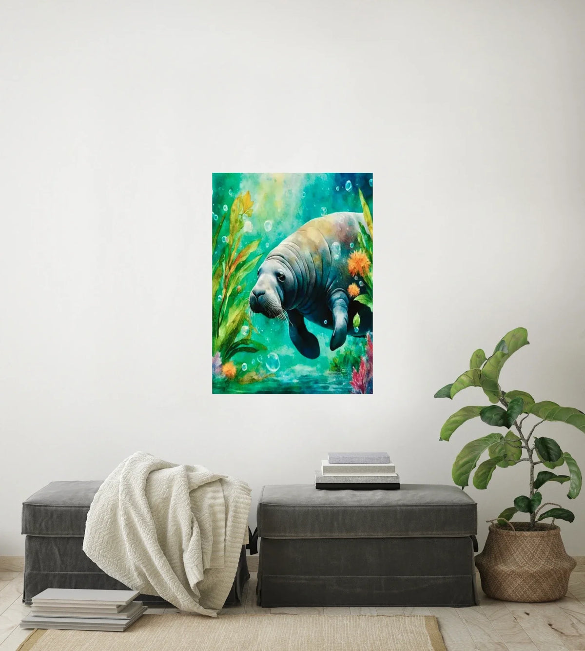 Luna's Serenade - large 24 x 36 unframed art print shown hanging on a wall
