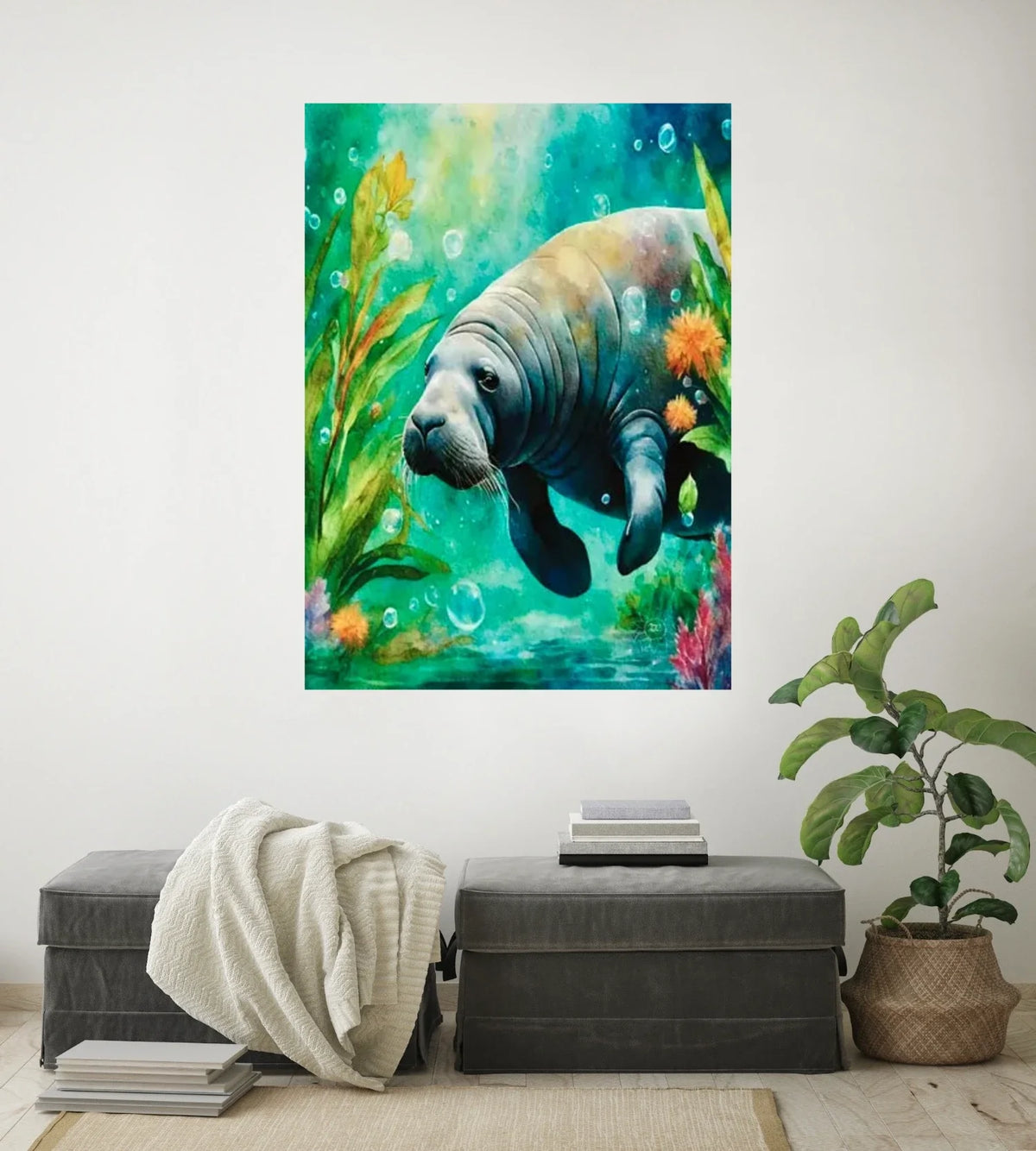 Luna's Serenade - extra large 36 x 48 unframed art print shown hanging on a wall