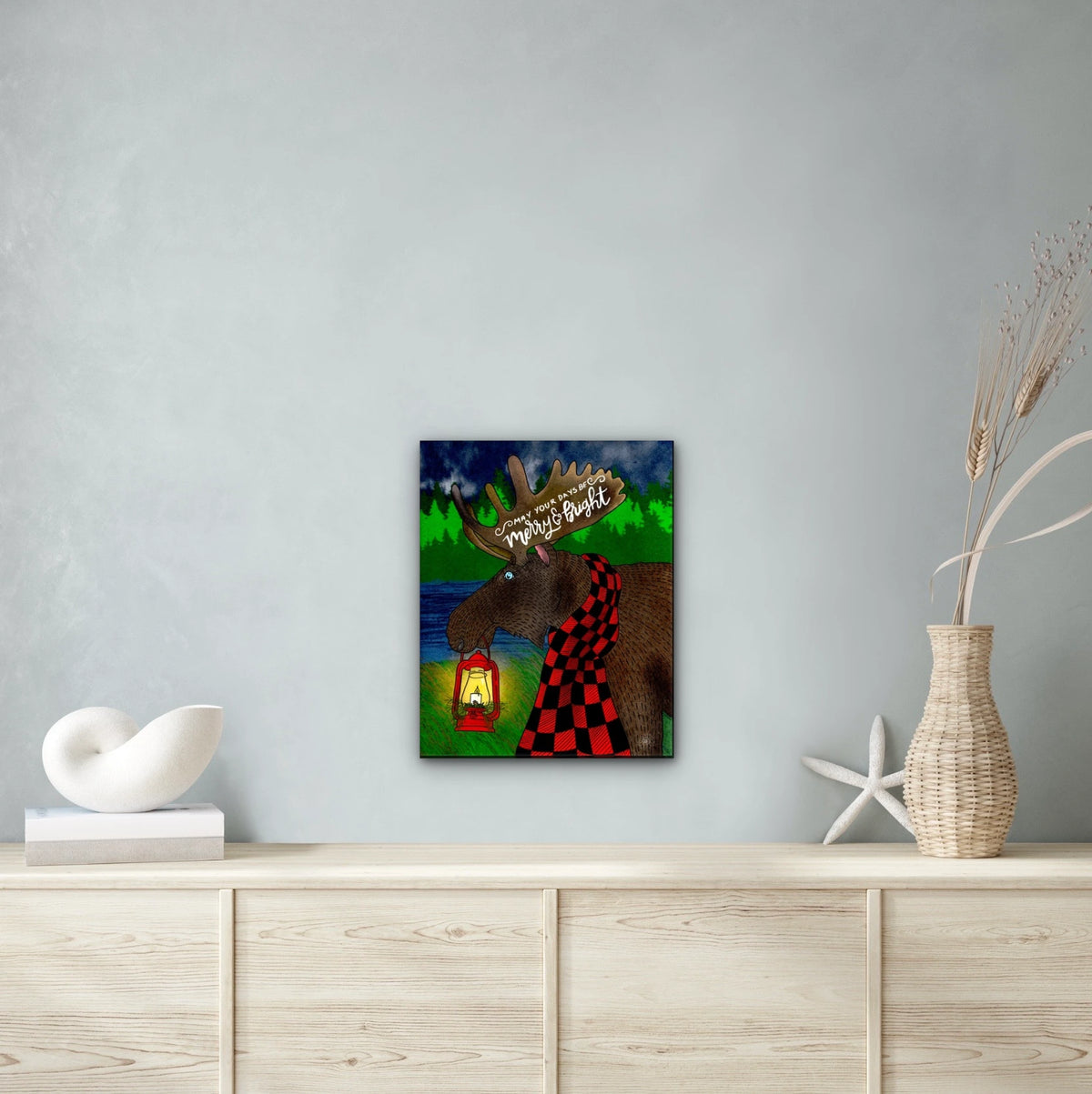 Marley Moose - large 24 x 36 unframed art print shown hanging on a wall