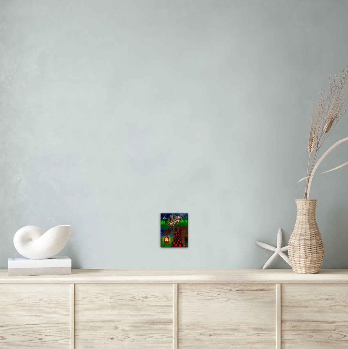 Marley Moose - small 8 x 10 unframed art print shown hanging on a wall