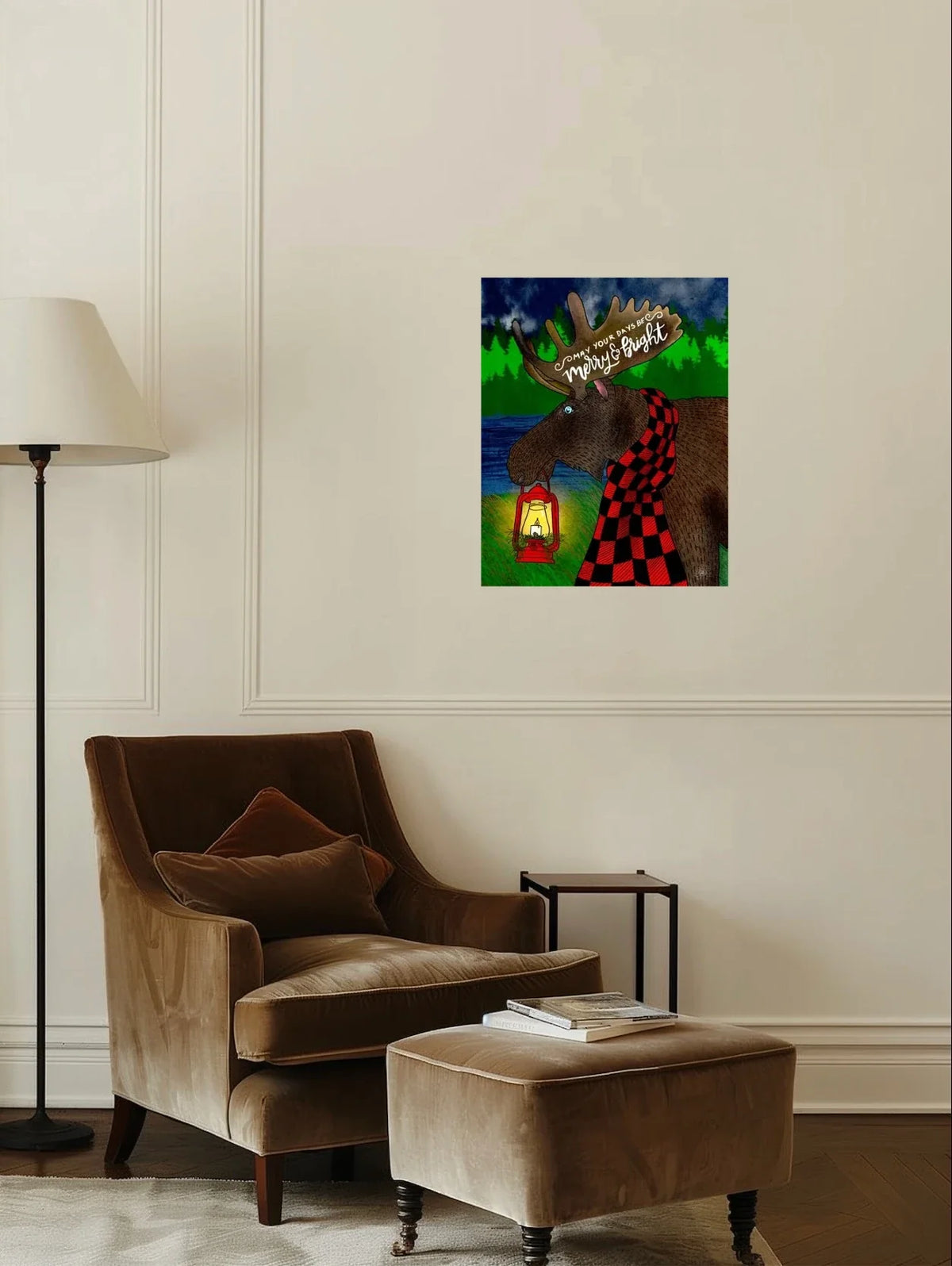 Marley Moose - large 24 x 36 unframed art print shown hanging on a wall
