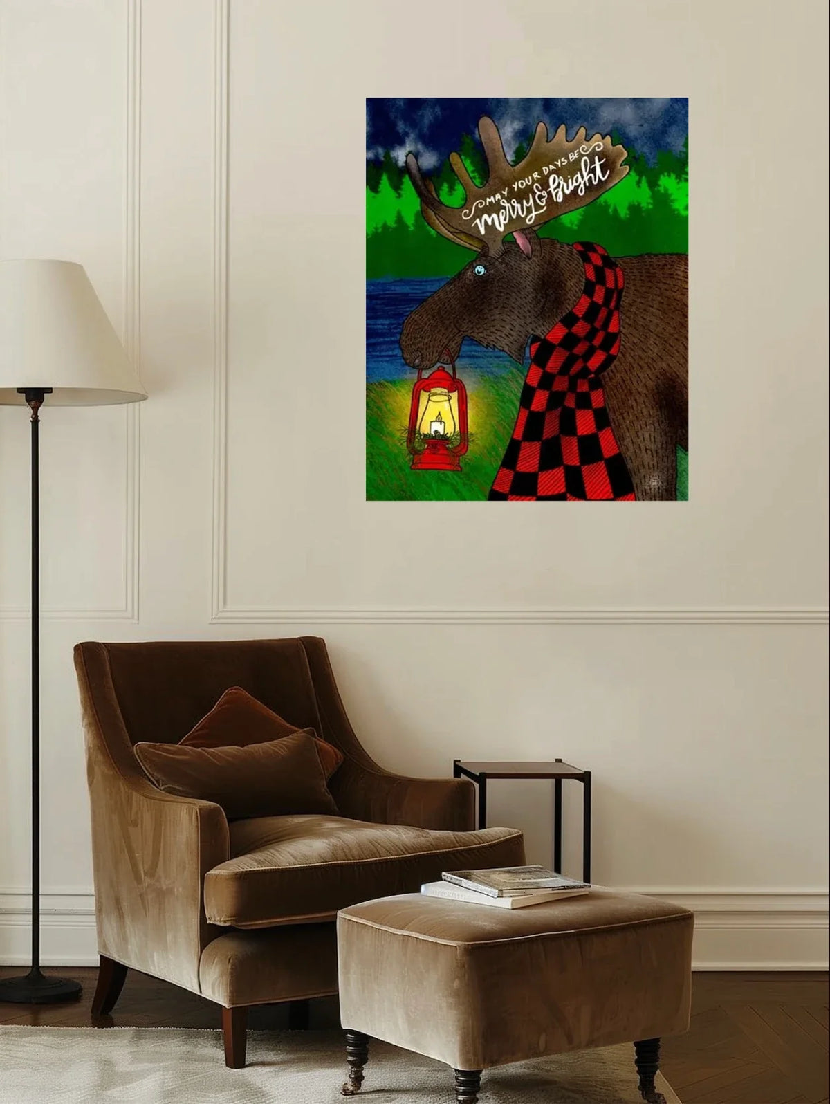 Marley Moose - extra large 36 x 48 unframed art print shown hanging on a wall