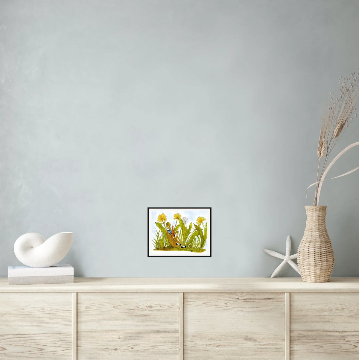 Musical Cricket - medium 12 x 16 matted and framed art print shown hanging on a wall