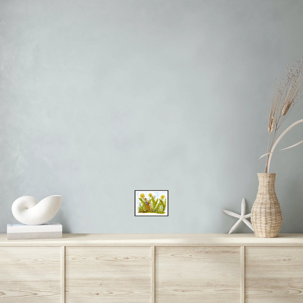 Musical Cricket - small 8 x 10 matted and framed art print shown hanging on a wall
