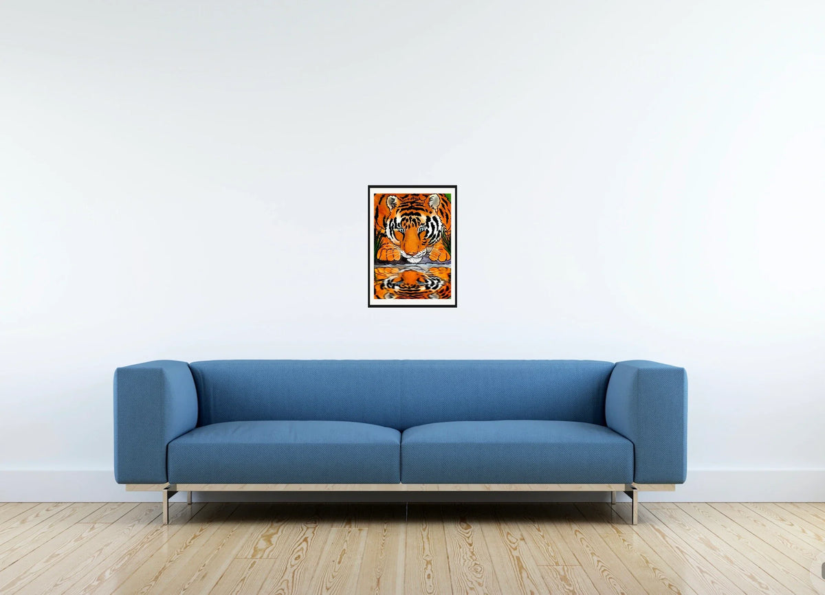 Reflection - medium 12 x 16 matted and framed art print shown hanging on a wall