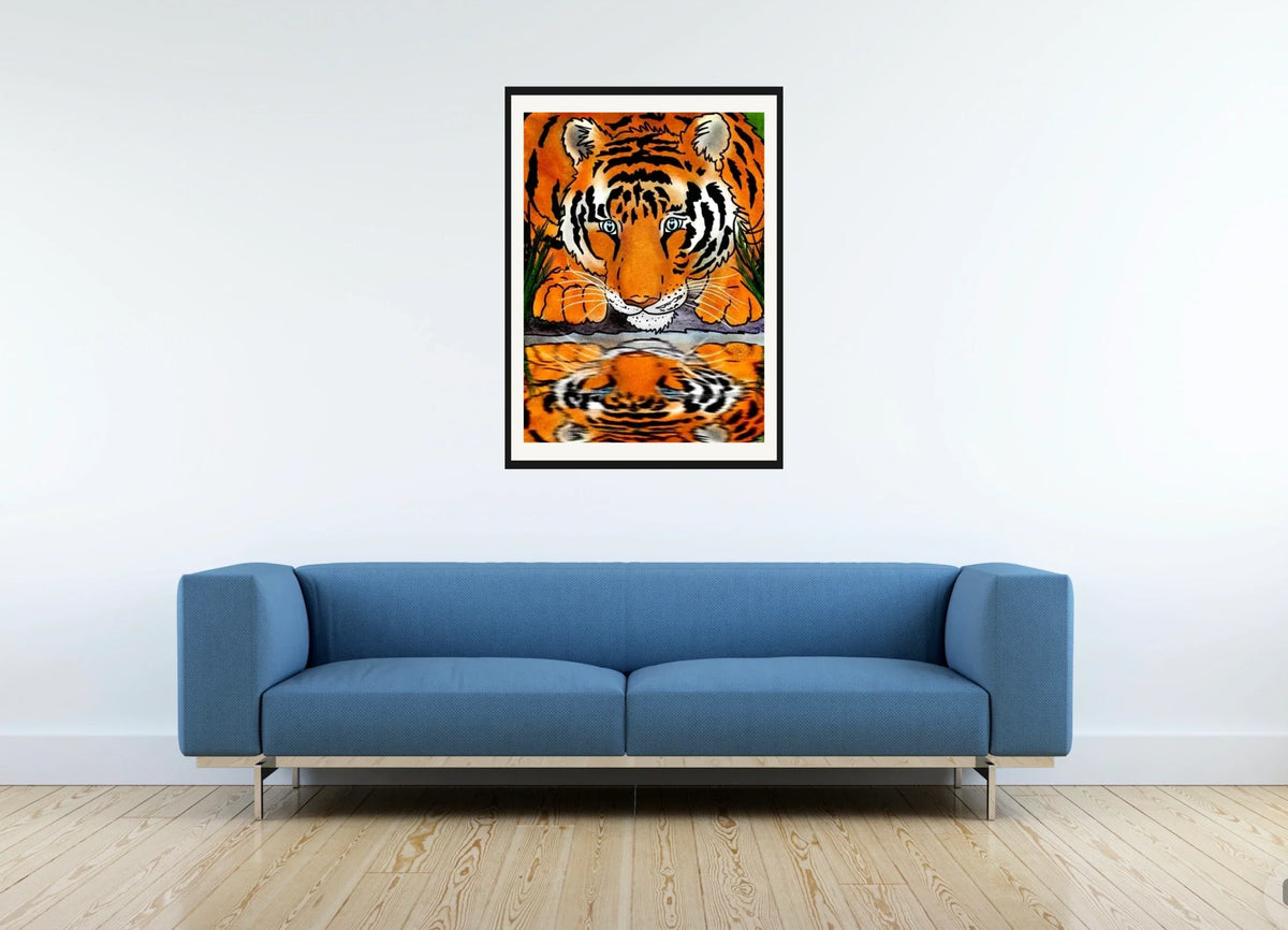 Reflection - large 24 x 36 matted and framed art print shown hanging on a wall