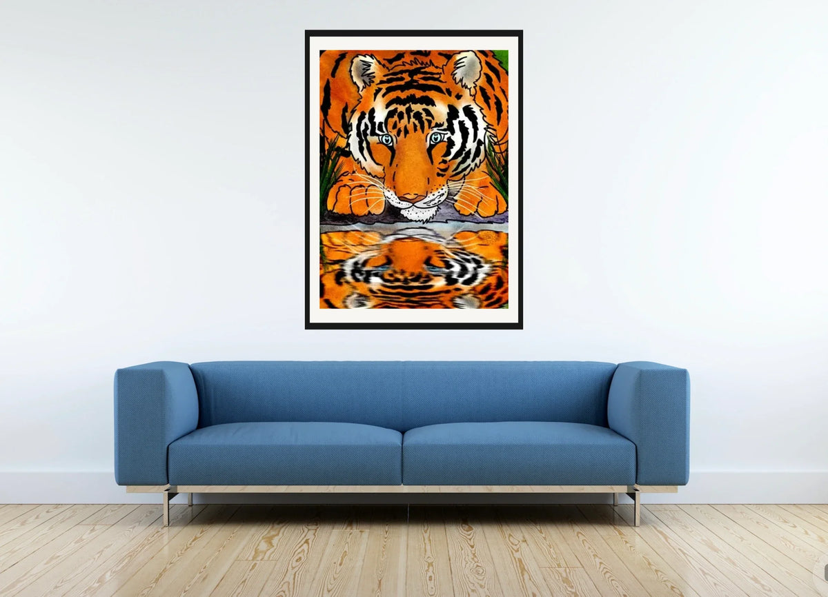 Reflection - extra large 36 x 48 matted and framed art print shown hanging on a wall
