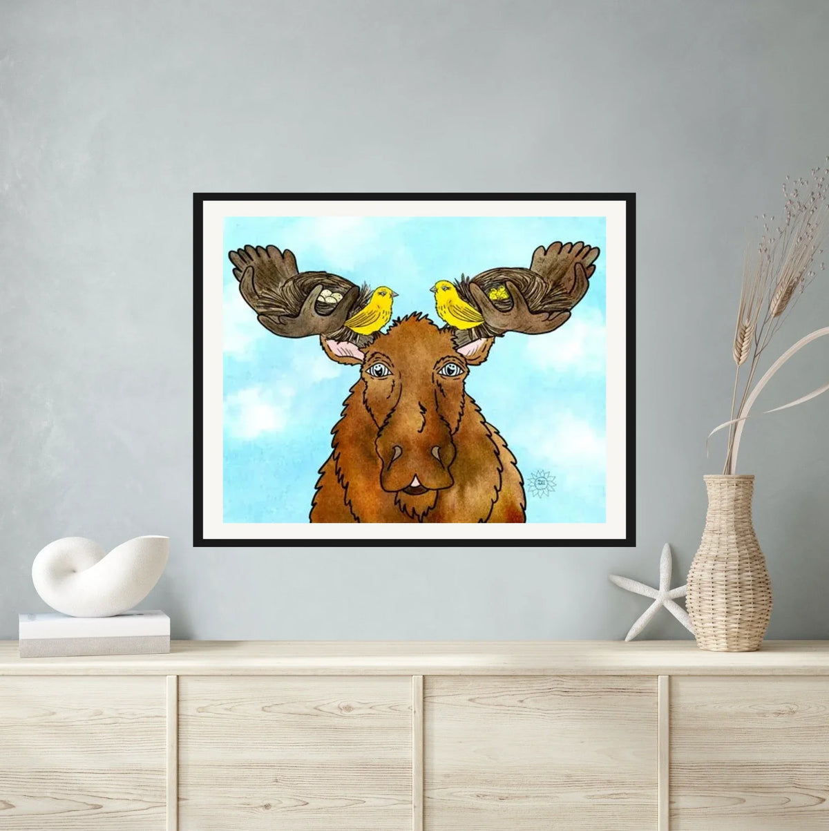Renters - extra large 36 x 48 matted and framed art print shown hanging on a wall