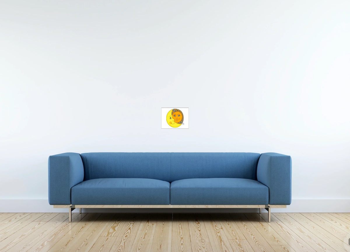Sun and Moon - small 8 x 10 unframed art print shown hanging on a wall