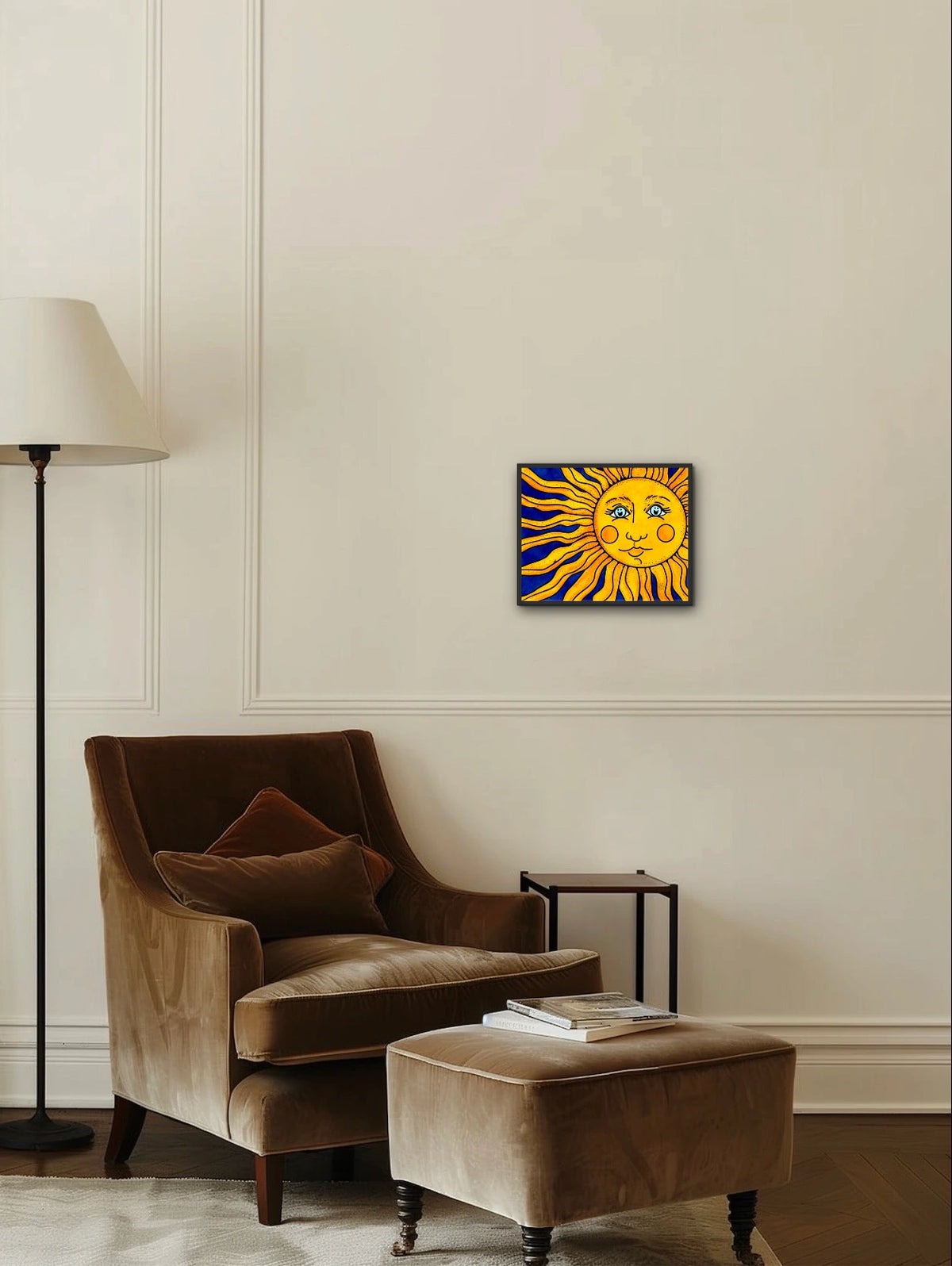 Sun - medium 12 x 16 framed art print shown hanging on a wall