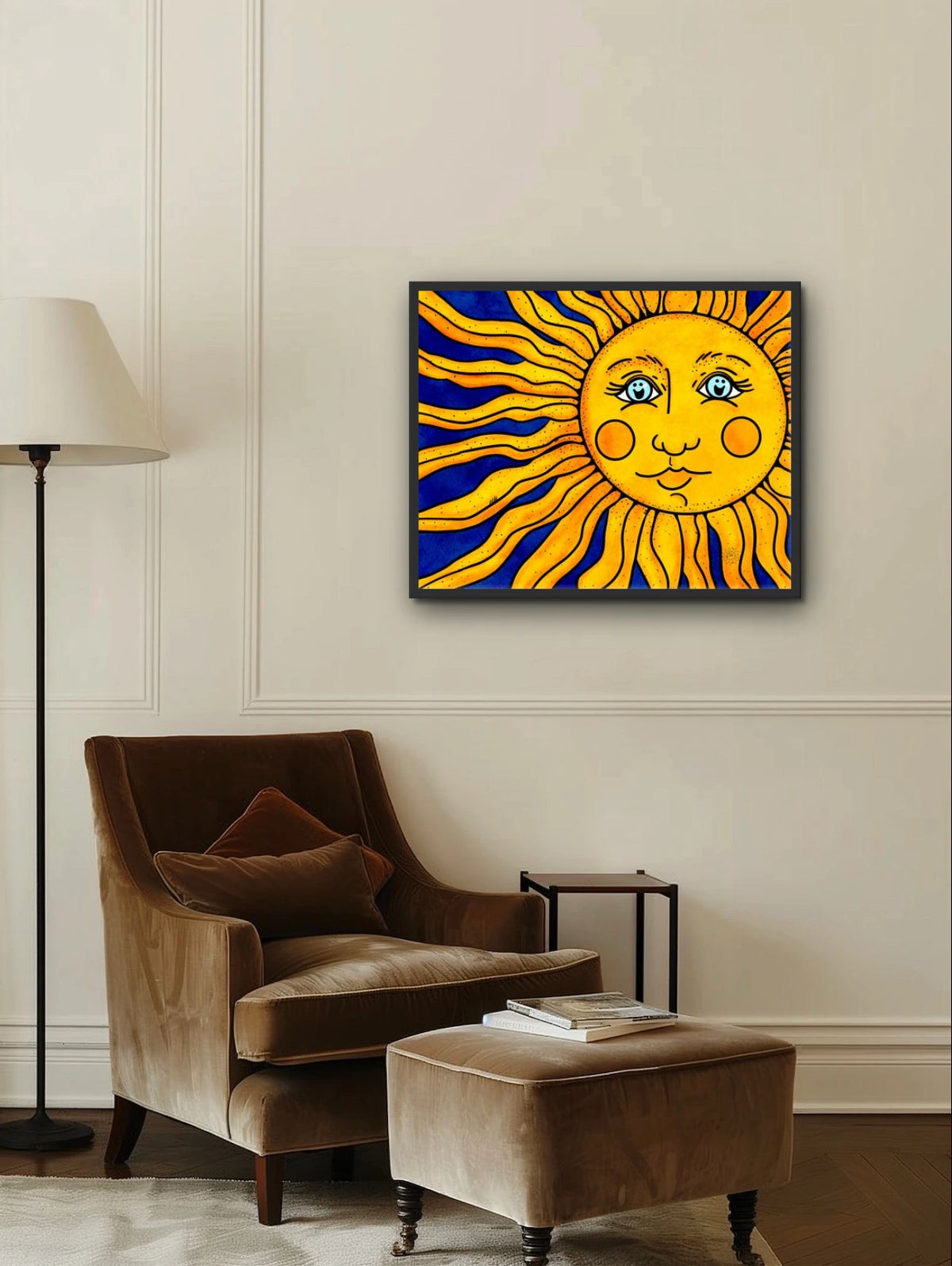 Sun - large 24 x 36 framed art print shown hanging on a wall