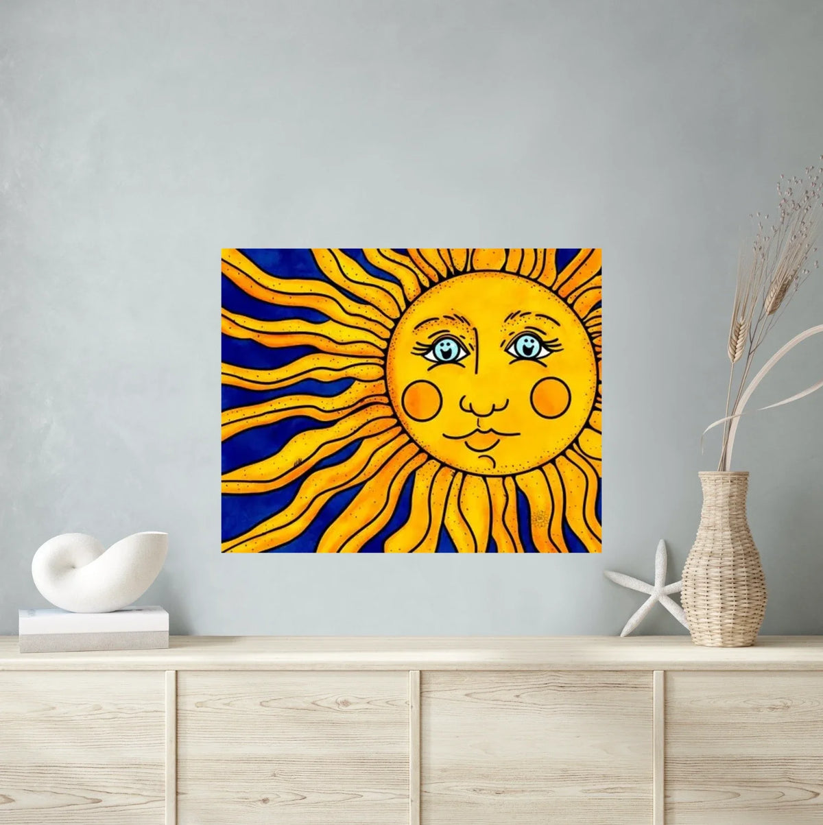 Sun - extra large 36 x 48 unframed art print shown hanging on a wall