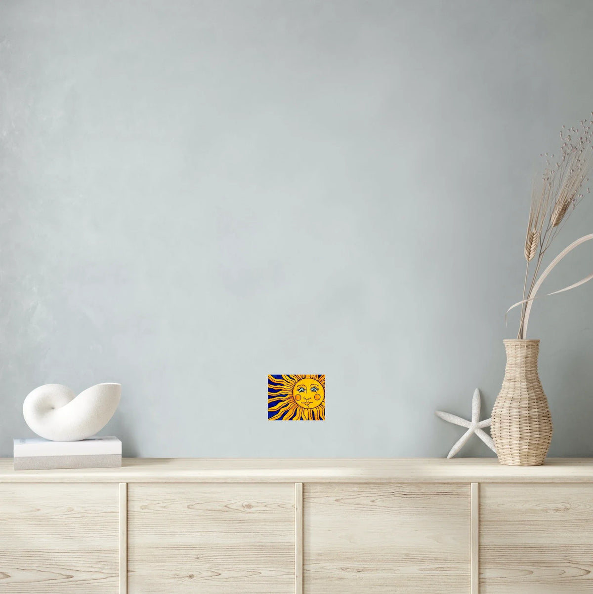 Sun - small 8 x 10 unframed art print shown hanging on a wall