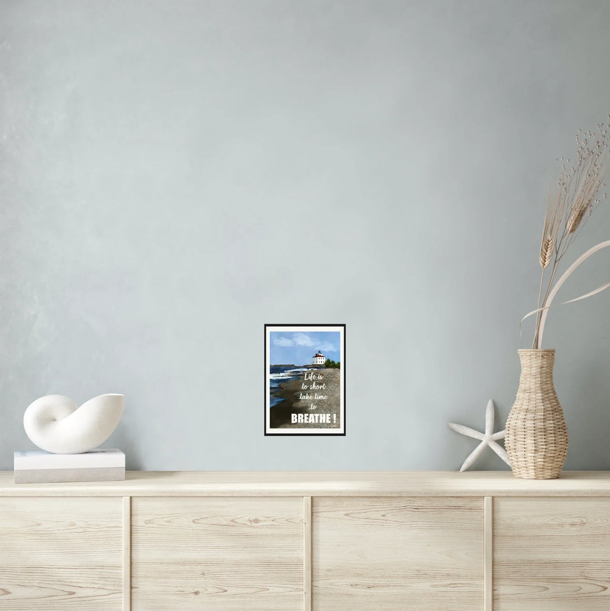 Take Time to Breathe - medium 12 x 16 matted and framed art print shown hanging on a wall