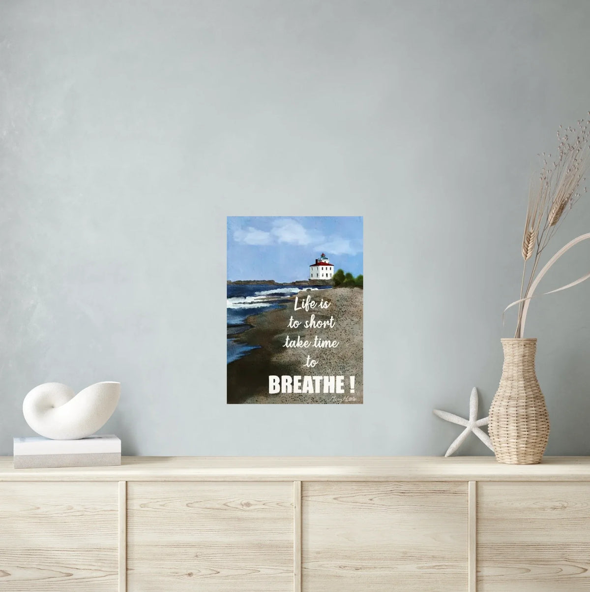Take Time to Breathe - large 24 x 36 unframed art print shown hanging on a wall