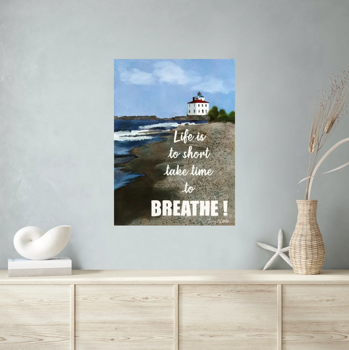 Take Time to Breathe - extra large 36 x 48 unframed art print shown hanging on a wall