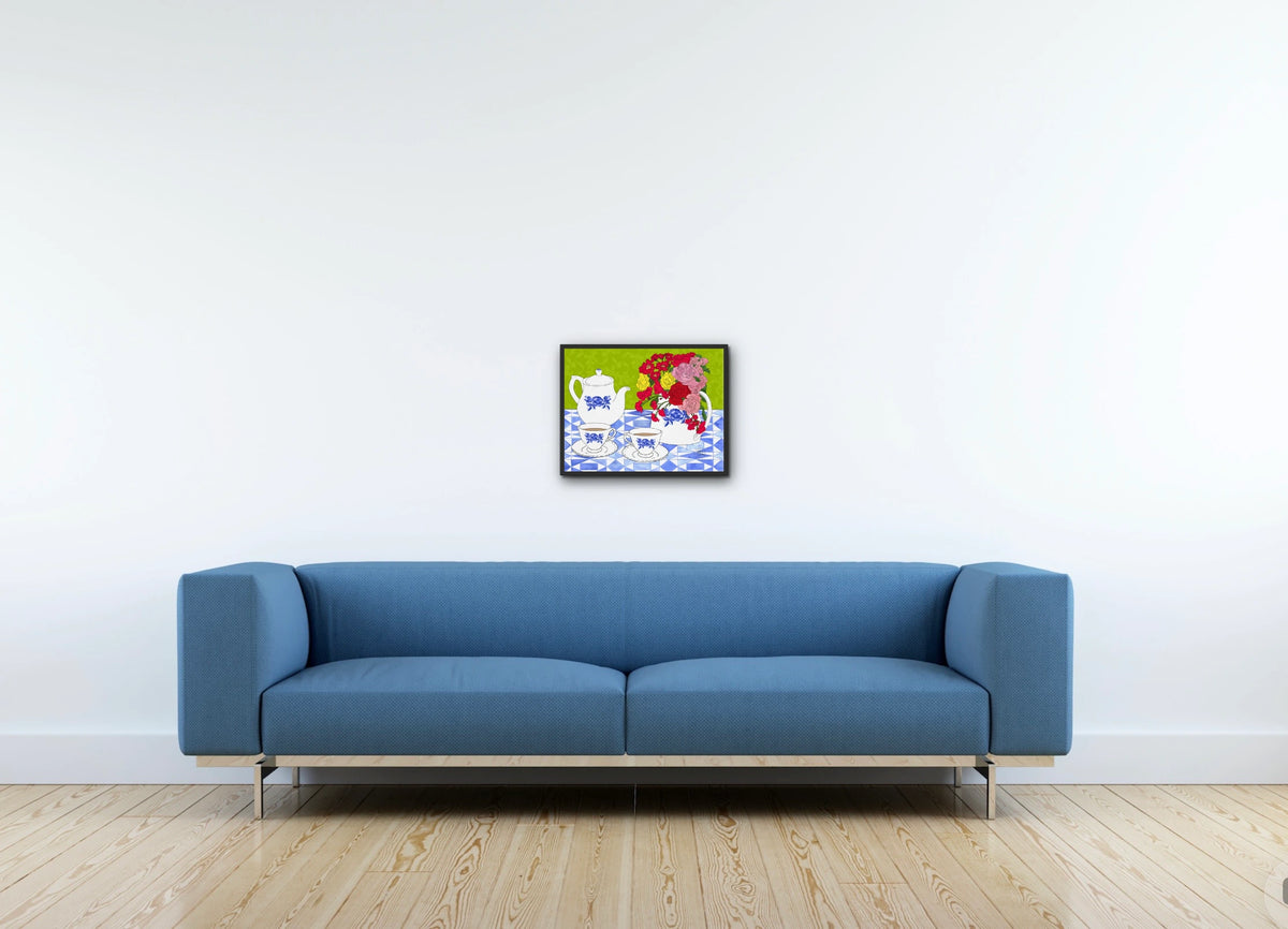 Tea Time - medium 12 x 16 framed art print shown hanging on a wall