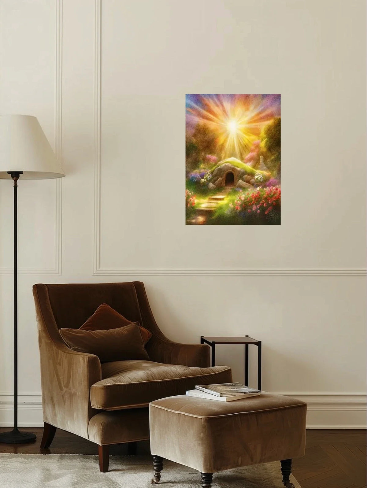 The Empty Tomb - large 24 x 36 unframed art print shown hanging on a wall