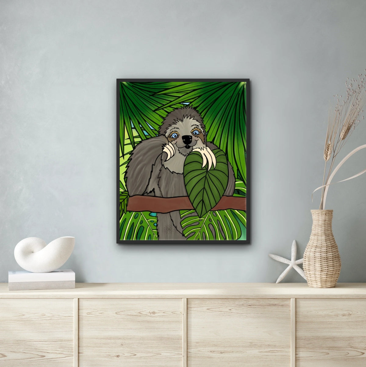 Winifred Sloth - Standing - extra large 36 x 48 framed art print shown hanging on a wall