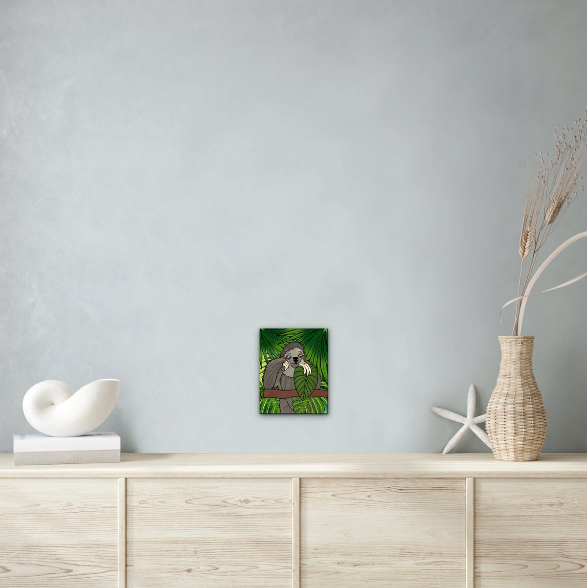 Winifred Sloth - Standing - medium 12 x 16 unframed art print shown hanging on a wall