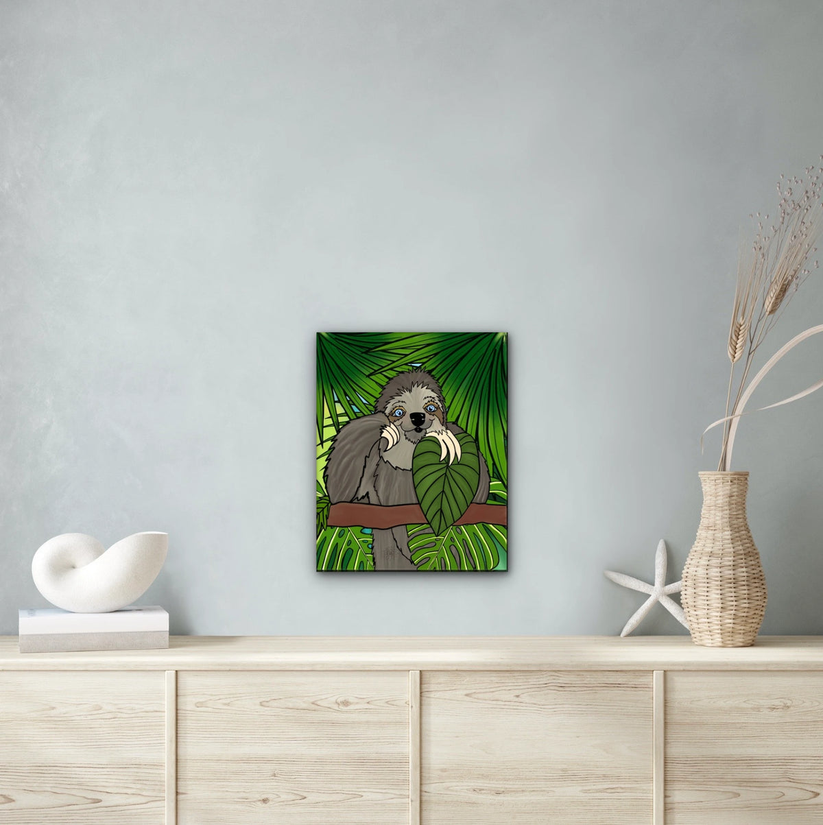Winifred Sloth - Standing - large 24 x 36 unframed art print shown hanging on a wall