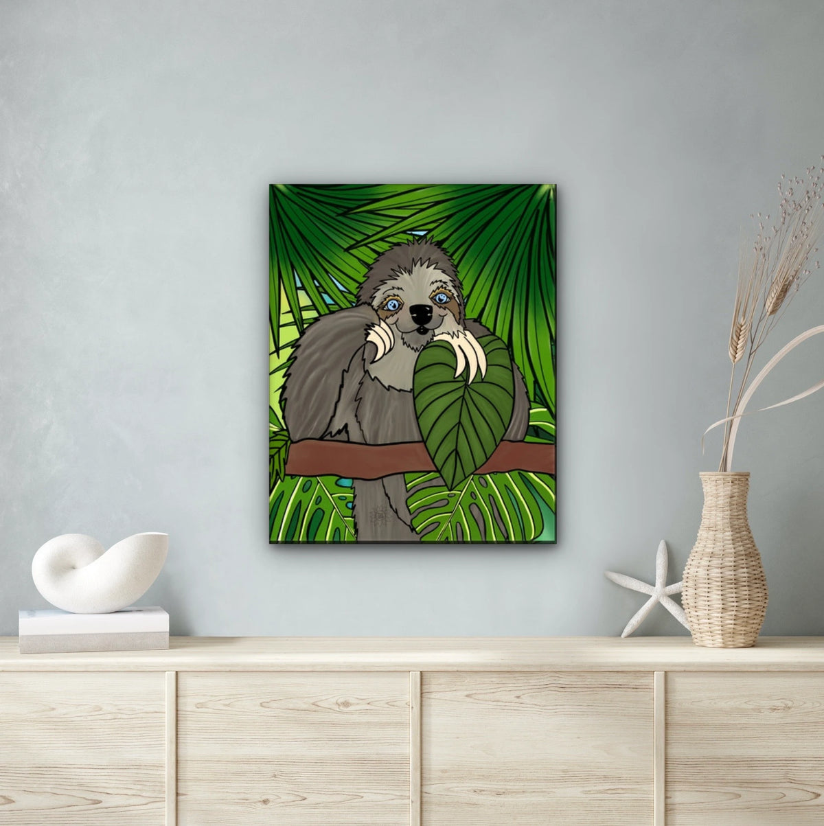 Winifred Sloth - Standing - extra large 36 x 48 unframed art print shown hanging on a wall