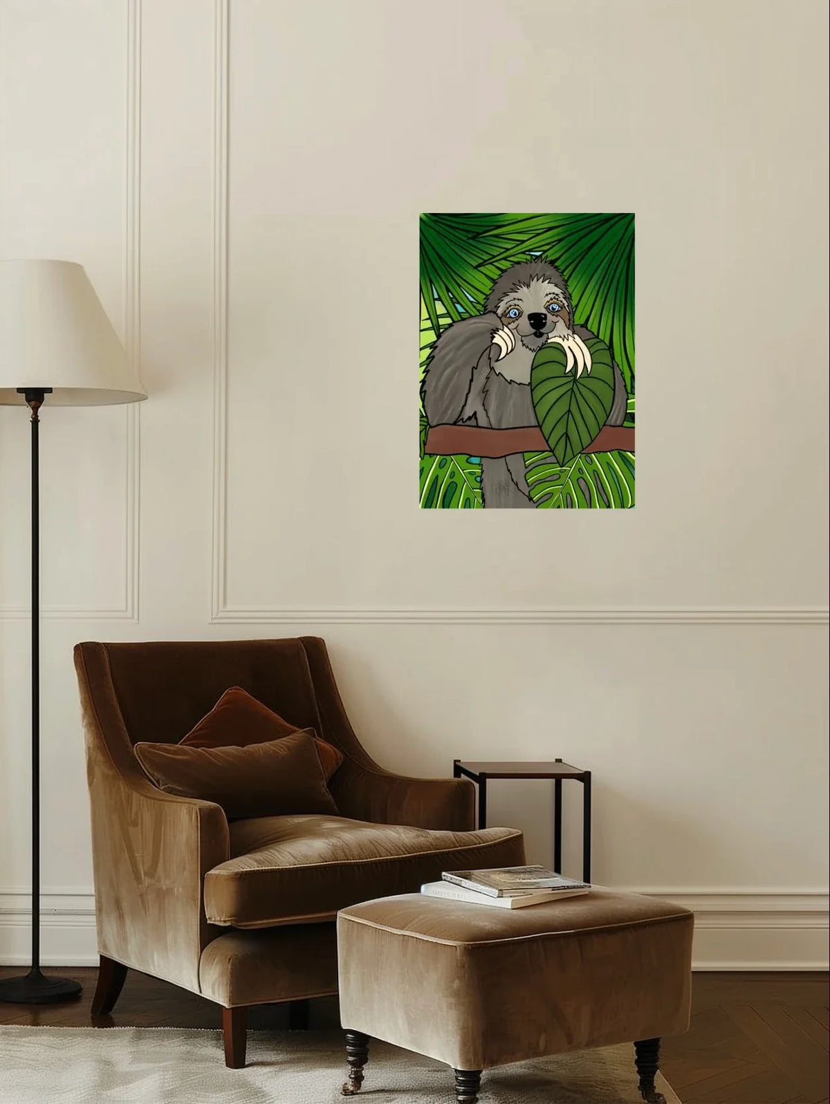 Winifred Sloth - Standing - large 24 x 36 unframed art print shown hanging on a wall