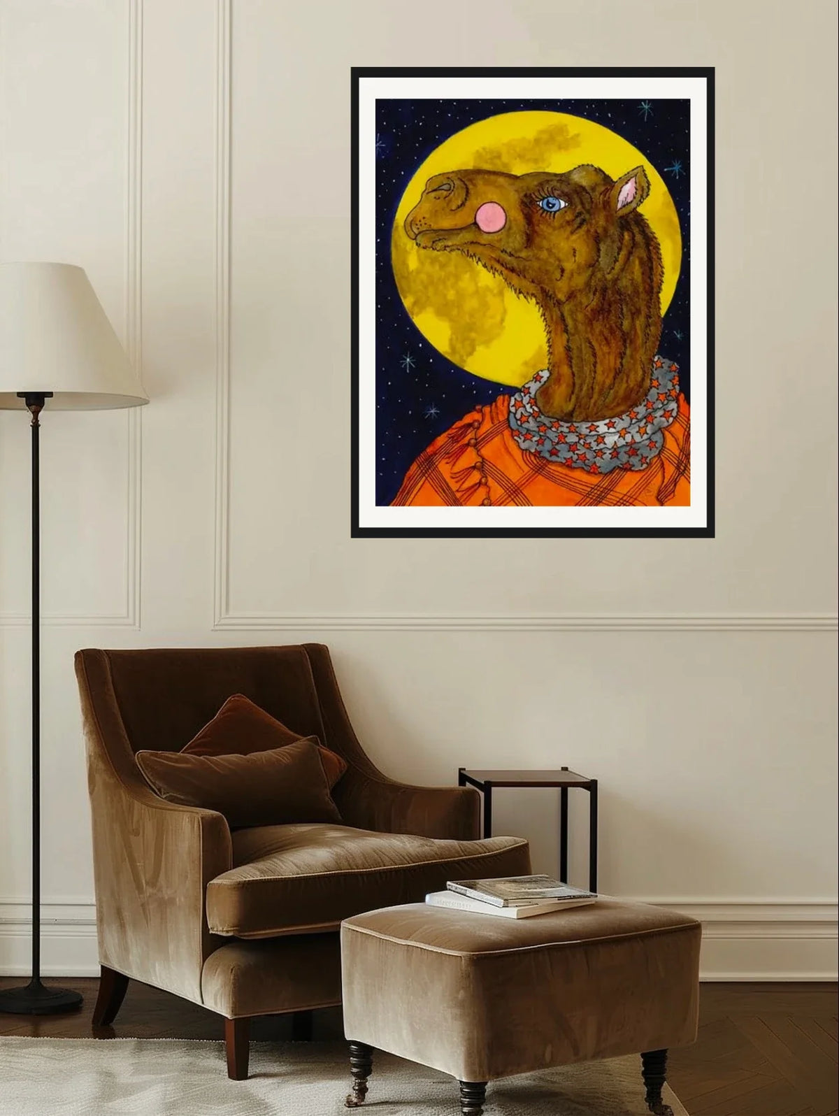 Zully - extra large 36 x 48 matted and framed art print shown hanging on a wall